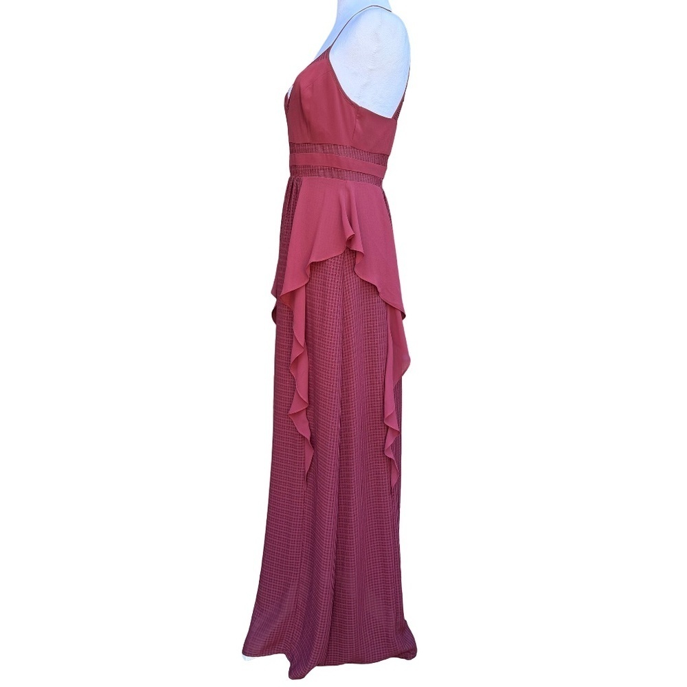 BCBG Generation Ruby Wine Ruffle Maxi Dress Size 4 - Picture 3 of 9
